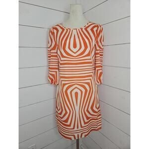 Vintage 90s Miss Sixty SIze 6 orange & white mini shift dress. 60s style
